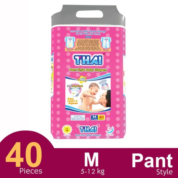 Thai M(5-12kg) 40 pcs Baby Diapers (Pant Style)