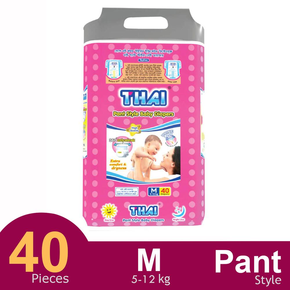 Thai M(5-12kg) 40 pcs Baby Diapers (Pant Style) - Image 1