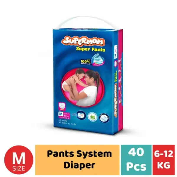 Supermom M Size (6-12)kg 40pcs baby Diaper.