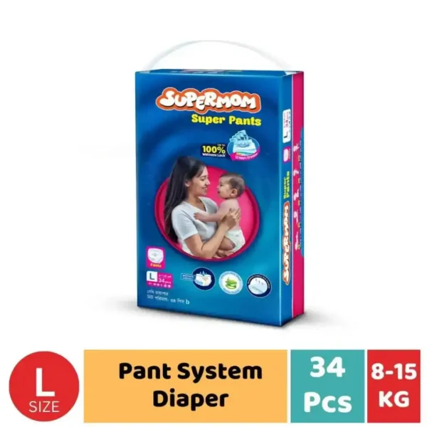 Supermom L Size (8-15)kg 34pcs baby Diaper.